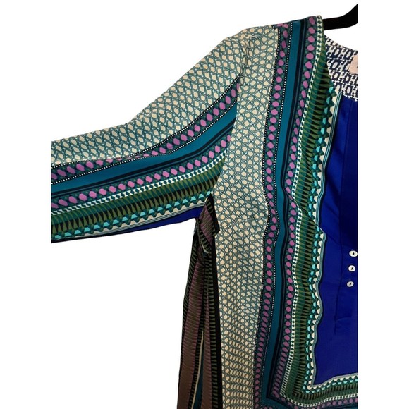 Philosophy Blouse Tunic Geometric Colorful Pockets V-neck Collar Sz Med - Picture 5 of 10